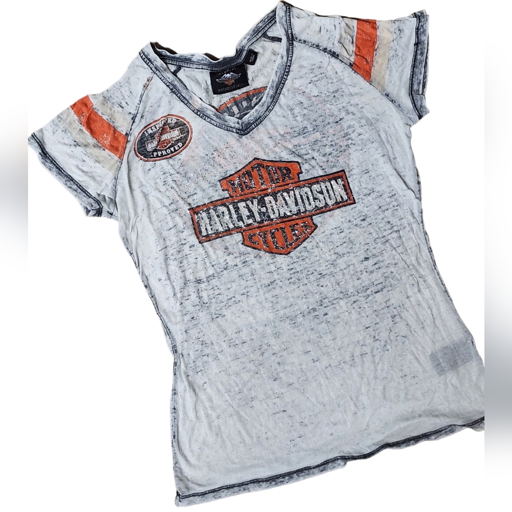 Vintage Harley Davidson Motercycles Gray & Orange Tee - Picture 2 of 9